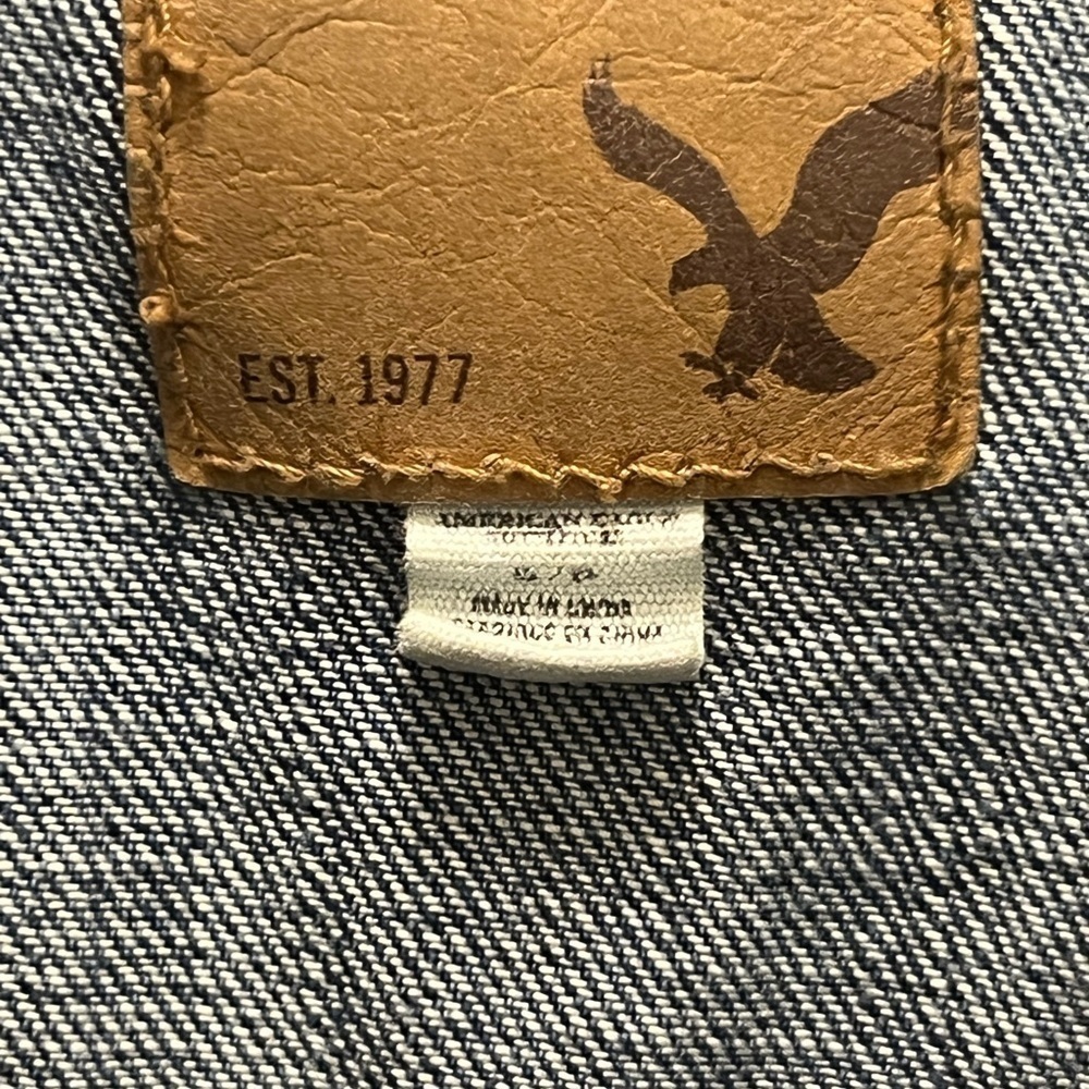 American Eagle Denim Vest Small Patchwork Button … - image 13